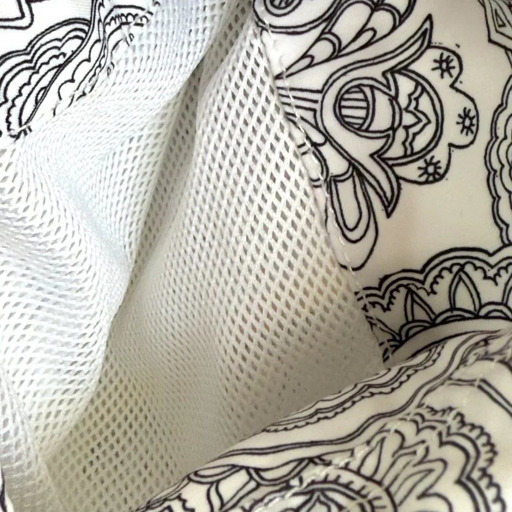 Bugatchi Uomo Swim Trunks Board Shorts Mens S White Black Outline Lined